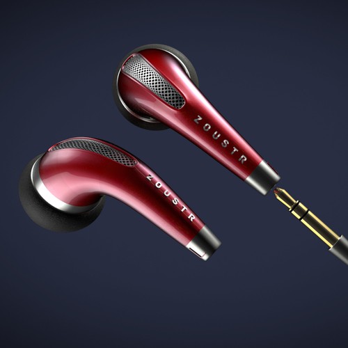Earphone design with the title 'Zoustr earphone design and rendering'