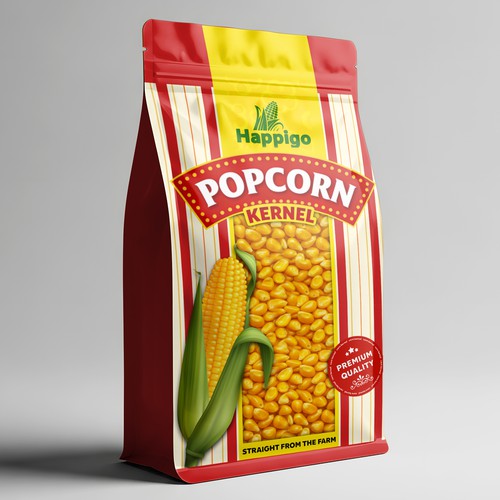 Corn design with the title 'Popcorn kernels gusset pack'
