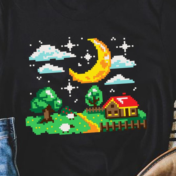 Farm t-shirt with the title 'Harvest Moon - Gaming T-Shirt'