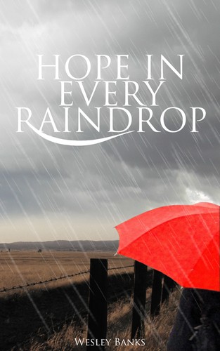 Rain design with the title 'Country Themed Book Cover for "Hope In Every Raindrop"'
