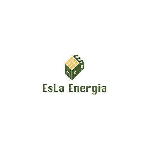 Solar panel design with the title 'Renewal energy company logo concept for EsLa'