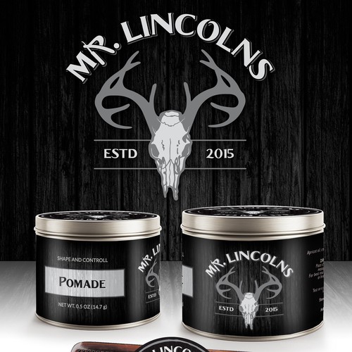 Barber design with the title 'logo and label mr. Lincolns'
