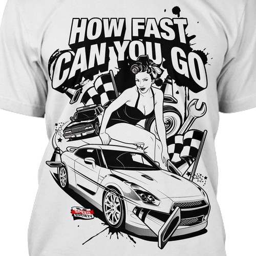 Automotive t-shirt with the title 'Speed Society Tshirt Design'