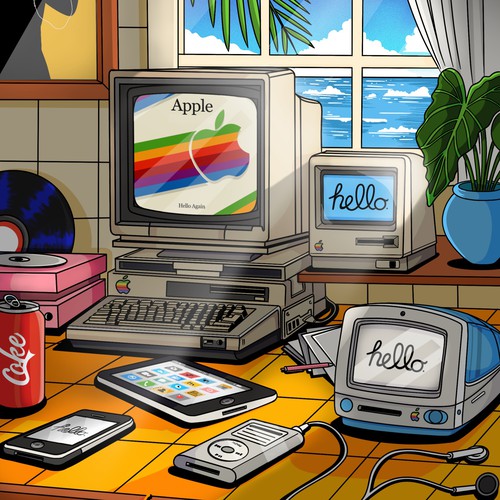 Artistic illustration with the title 'Apple Illustration'