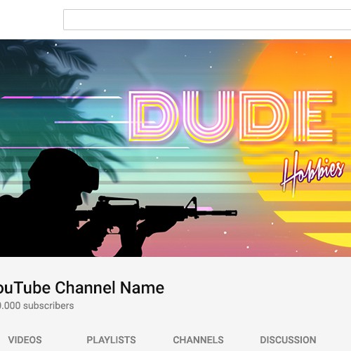 80s design with the title 'Youtube channel Banner Design'