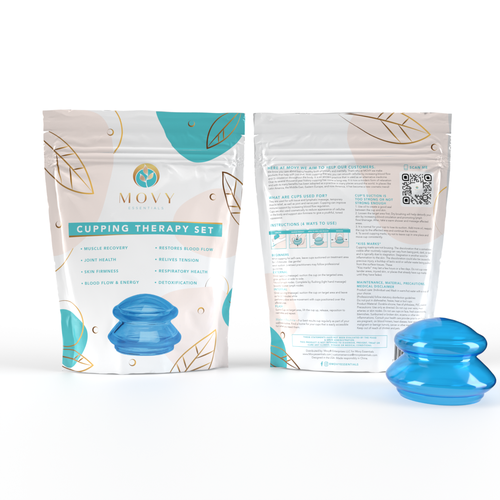 Cup packaging with the title 'Pouch Design - Cupping Therapy Set'