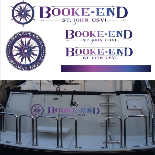 Steering wheel logo with the title 'Logo & stamp for a boat'