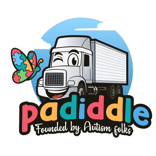 Charity design with the title 'truck and butterfly mascot logo for autism charity'