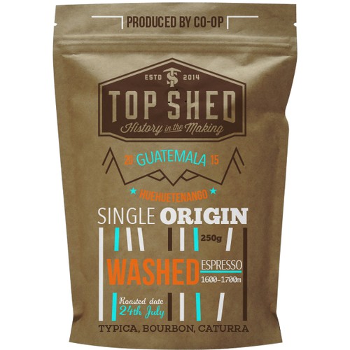 Coffee label with the title 'Coffee Bag Design'