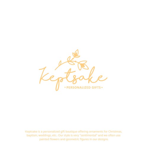 Boutique design with the title '✿ The gentle logo for Keptsake. Personalized gift boutique ✿'