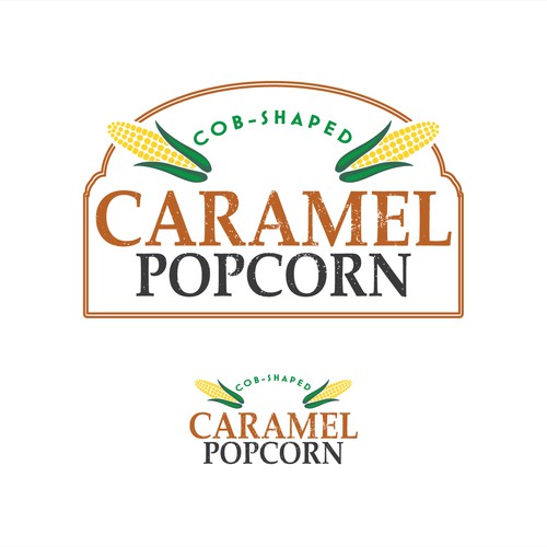 Popcorn logo with the title 'Caramel Popcorn'