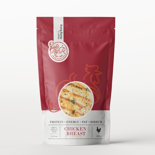 Chicken packaging with the title 'Ready to eat Chicken Breast'