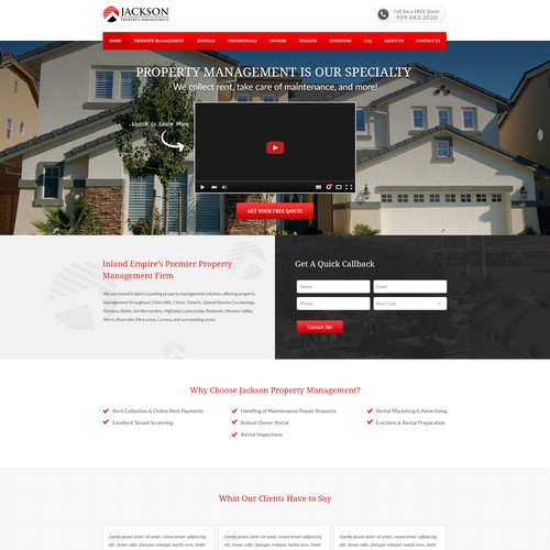 Management website with the title 'Web design concept for a property management company'