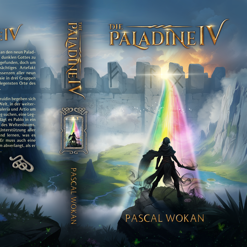 Freehand design with the title 'Die Paladine IV - Book Cover Design'