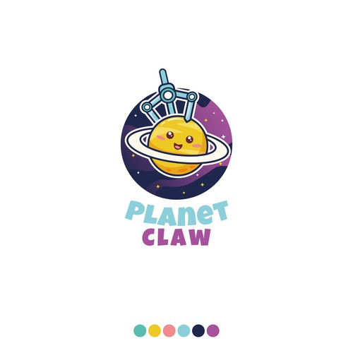 Kawaii logo with the title 'Claw planet design for claw machine arcade'