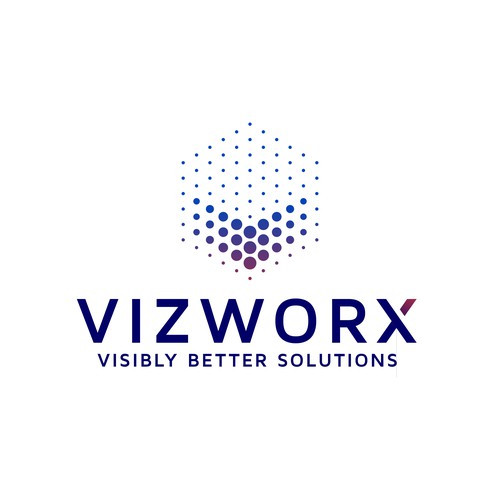 V logo with the title 'Vizworx logo (Winning entry)'