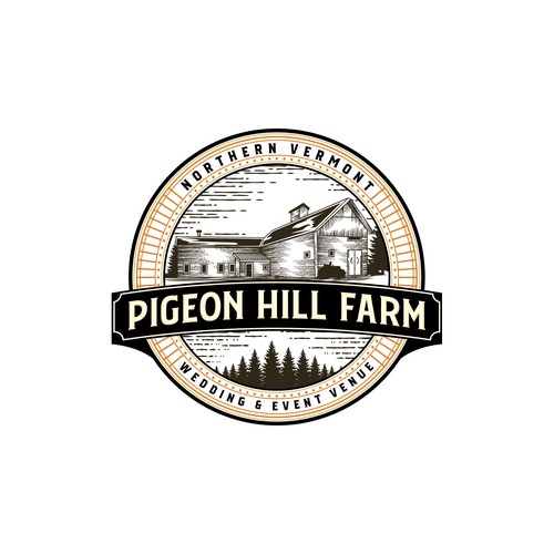Barn logo with the title 'Vintage logo for an event venue'