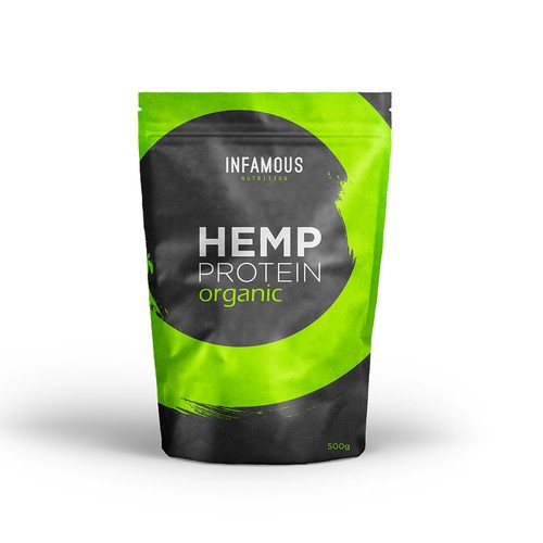 Hemp packaging with the title 'HEMP Protein'