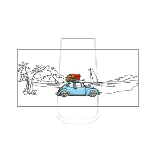 Single line design with the title 'VW camper illustration'