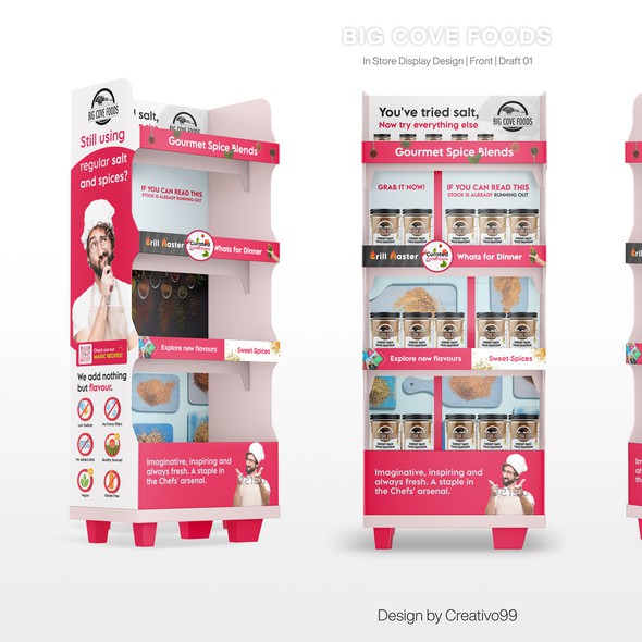 Retail design with the title 'In-Store Display Stand for products promotion.'