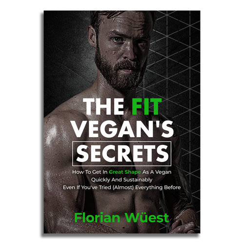 Fitness book cover with the title 'Sustainable shape concept for vegans.'
