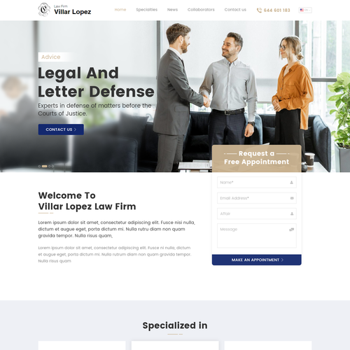 Illustrator website with the title 'Law Firm : Legal and Letter Defence'