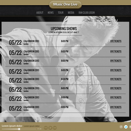 News website with the title 'Music One Live'