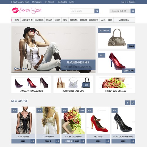 Clear website with the title 'New website design wanted for www.fashionsecret.co'