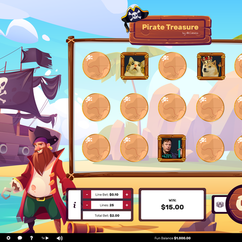 Slot machine game. Cartoon online casino web app UI, gamble