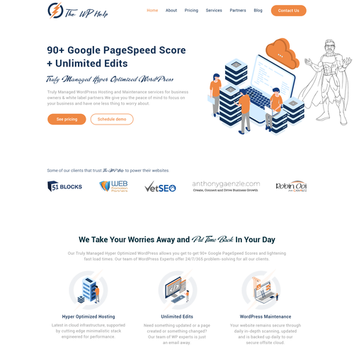 Internet website with the title 'The WP Help'