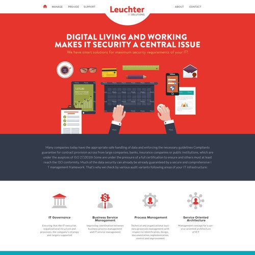 Security design with the title 'Landingpage für IT-Security Anbieter'