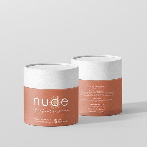 Nude design with the title 'Sunscreen label design'