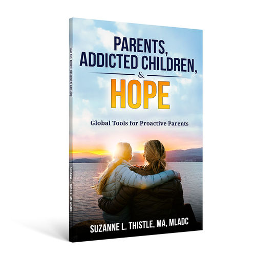 Parenting book cover with the title 'Bold book cover for parents and drug addiction'