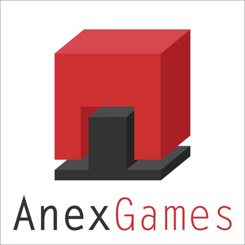 Block logo with the title 'Logo concept for a game company'