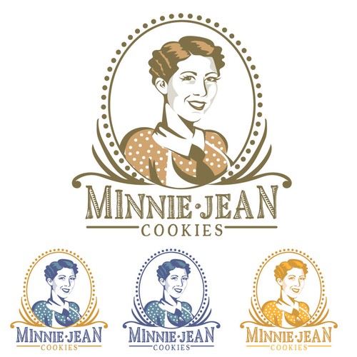 Portrait logo with the title 'minnie jean cookies'