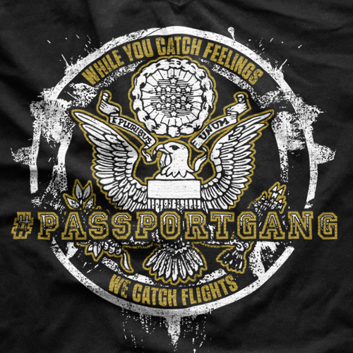 Quote design with the title 'Badass #Passportgang T-shirt'
