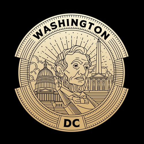 Branding illustration with the title 'Washington DC Landmarks'