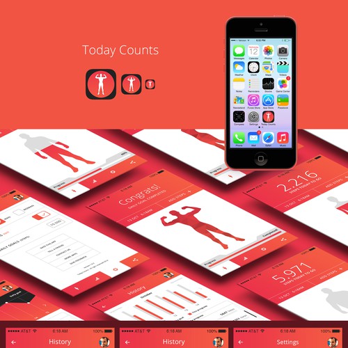 Full-color design with the title 'Creative yet Simple iPhone Fitness app'