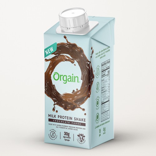 Shake design with the title 'Orgain - Packaging Design'