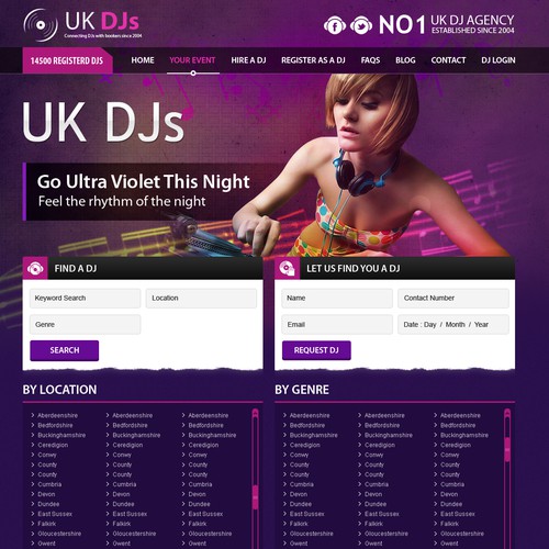 Music website with the title 'DJ Listing website'