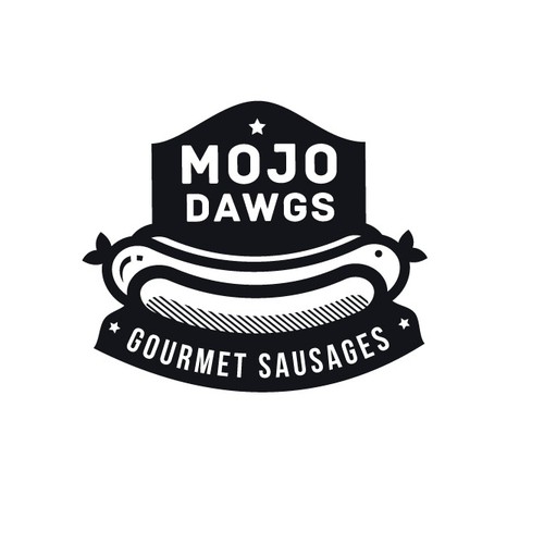 Hot dog logo with the title 'Logo for Mojo Dawgs'