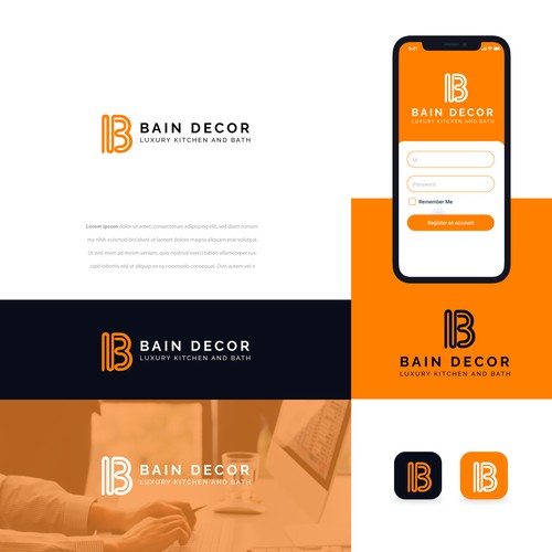 Bathtub logo with the title 'bain decor logo'