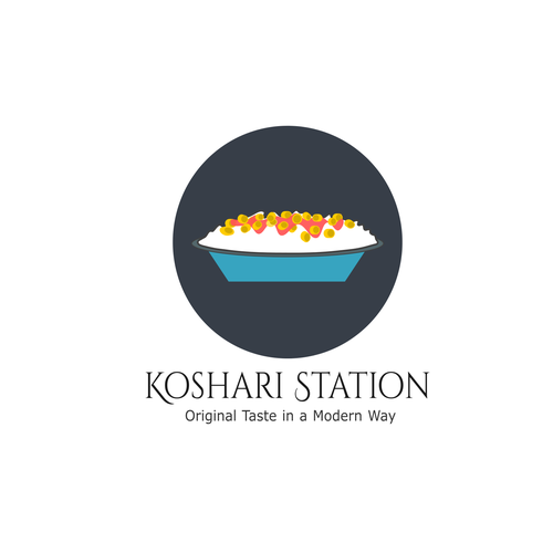 Snack logo with the title 'Delicious logo for Koshari Station'