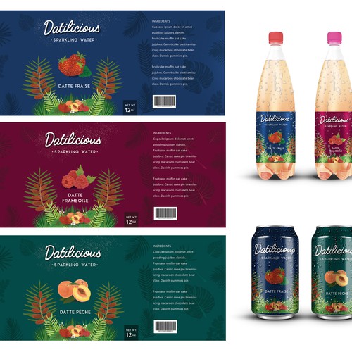Fruit packaging with the title 'label design for Datilicious'