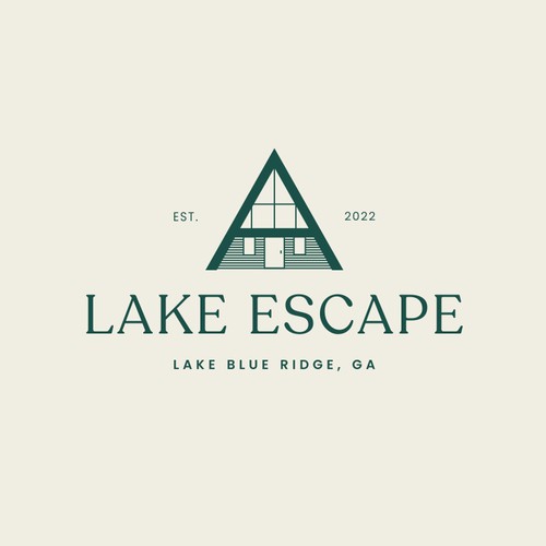 Cabin design with the title 'Branding: Modern Rental Cabin on Lake Blueridge in Georgia.'