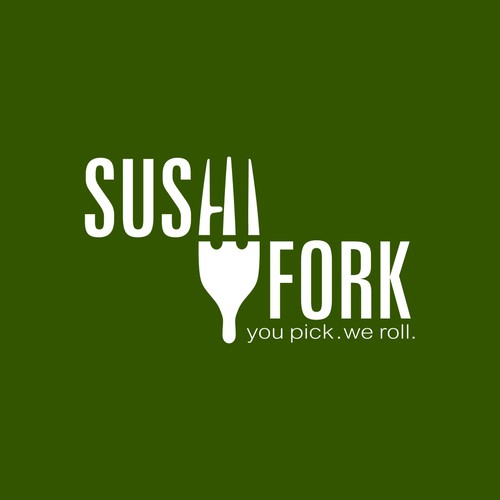 Sushi logo with the title 'Sushi Fork---the next big restaurant brand!'