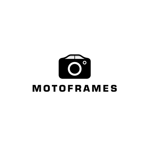 Vintage camera logo with the title 'MOTOFRAMES'