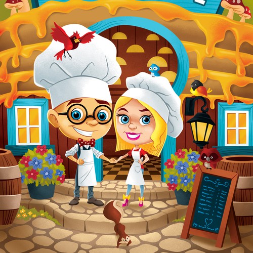 Design with the title 'Children book cover illustration'