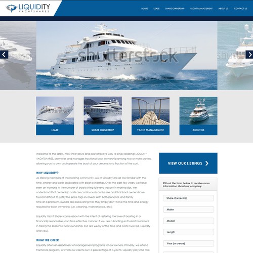 Exchange website with the title 'Private Luxury Yacht Shares Website'