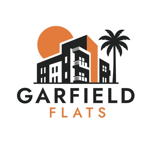 Builder logo with the title 'Real Estate & Property Logo Design | Garfield Flats Branding'